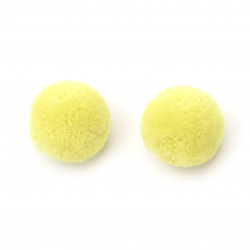 Pompoms 25 mm yellow lemon handmade - 10 pieces