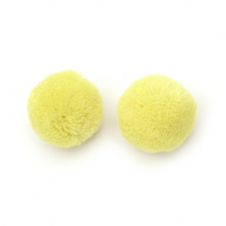 Помпони 30 мм жълти лимон ръчна изработка-10 броя