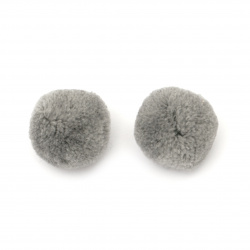 Pompoms 30 mm gray handmade - 10 pieces