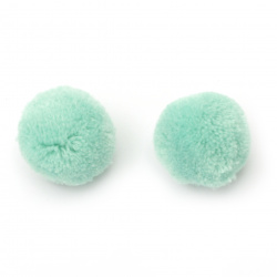 Pompoms 30 mm turquoise handmade - 10 pieces