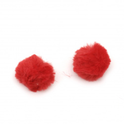 Eco Leather Pom poms for Craft and Art Projects / 25 mm / Red - 2 pieces