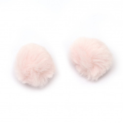 Pompoms din piele ecologică 25 mm culoare roz -2 buc