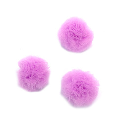 Tulle Pom-Poms 20 mm, Light Purple Color - 10 Pieces