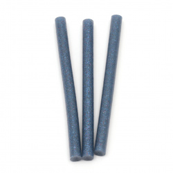 Silicone Hot Melt Glue Stick 7x100 mm with glitter color blue -5 pieces