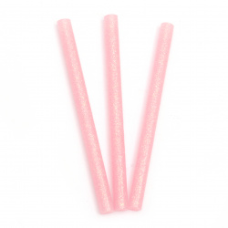 Silicone Hot Melt Glue Stick7x100 mm with pink glitter - 5 pieces