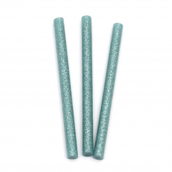 Silicone 7x100 mm with glitter color cyan -5 pieces
