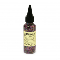 Glitter Glue with Circles, Dots and Flakes, color Purple, Holographic, 50 ml, Perfect for DIY Arts and Crafts