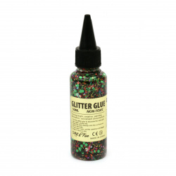 Glitter Glue Non-Toxic Decoration DIY, 50 ml, with mix shapes, main color Green
