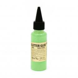 Holographic Glitter Glue with circles, color Green, Non-Toxic, 50 ml
