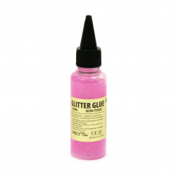 Holographic Glitter Glue with circles, color Pink, Non-Toxic, 50 ml