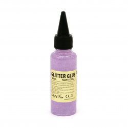 Holographic Glitter Glue with circles, color Purple, Non-Toxic, 50 ml