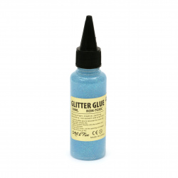 Holographic Glitter Glue with circles, color Blue, Non-Toxic, 50 ml