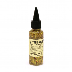 Glitter Glue with Circles, Dots and Flakes, color Gold, , 50 ml, Perfect for DIY Craft and Decoration