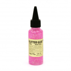 Glitter Glue with Circles, Dots and Flakes, color Pink, Holographic, 50 ml, Perfect for DIY Craft