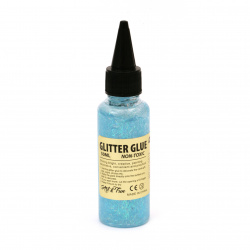 Κόλλα glitter με σχέδια μπλε ολογραφικό 50 ml