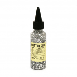 Κόλλα glitter με σχέδια ασημί χρώμα 50 ml