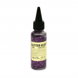 Glitter Glue with Dot Shapes Hexagon for DIY Decoration, Non-Toxic, color Purple, 50 ml