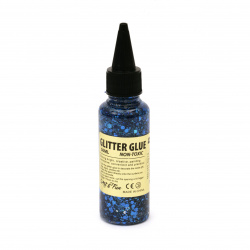 Glitter Glue with Dot Shapes Hexagon for DIY Decoration, Non-Toxic, color Blue, 50 ml