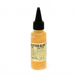Glitter Glue with Dots for DIY Arts and Crafts Color Orange, Non-Toxic, Holographic, 50 ml