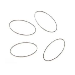 Oval, steel, 26x14x1 mm, silver color - 10 pieces