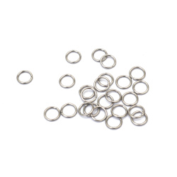 Split Jump Ring Stainless Steel 8x1 mm, Silver Color - 100 pcs