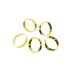 Oval Metal Rings with two Holes / 12x13 mm / Gold Color - 10 pieces