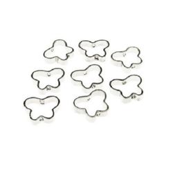 Inel metalic fluture 10x8x2 mm culoare argintie -10 bucăți