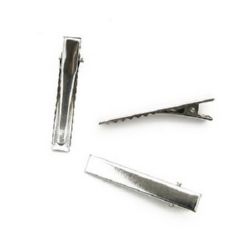 Metal Hair Clip 46x8 mm – Silver Color – Set of 10