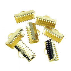 Iron Ribbon Clamps 13 mm pinch color gold -50 pieces