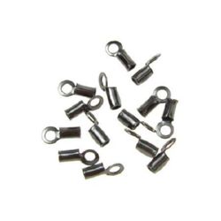 Fold Over Cord End Caps / 2x65 mm / Steel Color - 50 pieces