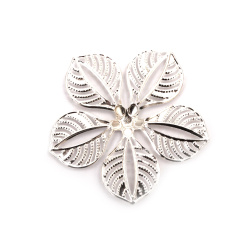 Metal Base, Flower, 43 mm, silver - 5 pieces