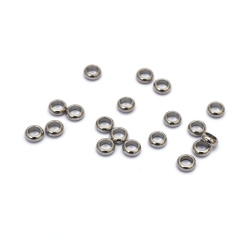 Steel Stopper 5x2 mm with 2.5 mm Hole, Silver Color - 20 Pieces