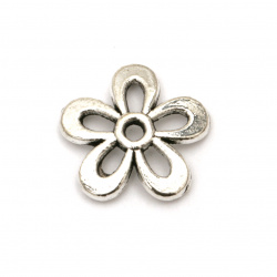 Metal Flower Bead Cap / 11.5x2.5 mm, Hole: 1 mm / Silver - 20 pieces