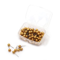 Push Pins for Cork Board, Gold, 17x6 mm - 100 pieces
