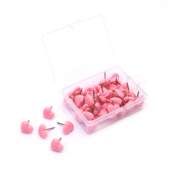Penseta pentru placa de pluta inima roz 15x12 mm - 50 bucati