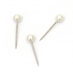 100Pcs Pins with White Ball Heads, Size: 16x4 mm