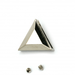 Metal Accessory for Clothing and Bag Decoration, Triangle Shape, Silver Color, 23 mm
