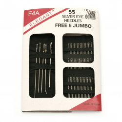Set of Needles, 55Pcs Silver Eye Needles in Various Sizes for Sewing