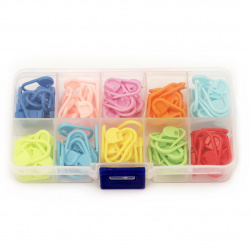 Knitting locking stitch markers 22x11 mm assorted colors in a plastic box -120 pieces
