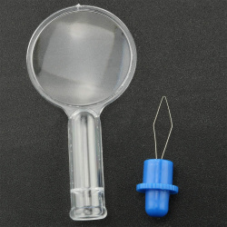 Magnifier with Needle Threader,  65x30 mm