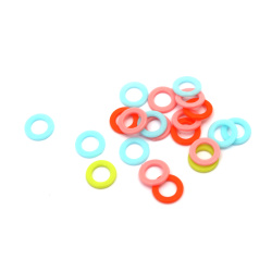 Marcare inele de plastic pentru tricotat 10 mm colorate - 100 buc