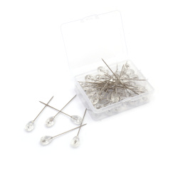 Pins with Drop Shape Crystal, 7x50 mm - 50 pieces