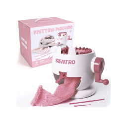 Sentro Knitting Machine 16x18 cm for Hand Knitting, 22 Needles for Hats and Scarves, Includes Hook, Needle, and 2 Yarn Balls of 25 g Each