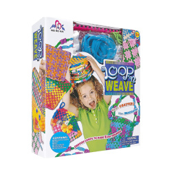 Weaving Loom 18.5x18.5x3 cm, Set Includes 90 Loops in 6 Colors, Yarn, Crochet Hook, and Needle, Suitable for Purses, Bracelets, Coasters, and More