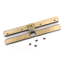 Metal Bag Frame Clasp with 10 Screws, 11.5x1 cm, Old Gold Color