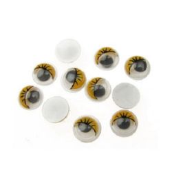 Мърдащи очички с мигли 8 мм цвят жълт -50 броя