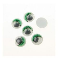 Мърдащи очички с мигли 8 мм цвят зелен -50 броя