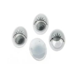 Wiggle Eyes with eyelashes for Decorations, DIY Crafts Handmade Accessories 12x16 mm white - 20 pieces