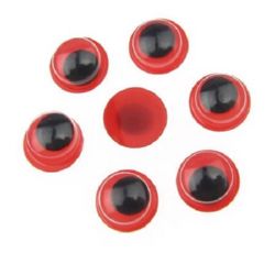 Wiggle Eyes for Decorations, DIY Crafts Handmade Accessories, red base 8 mm - 50 pieces