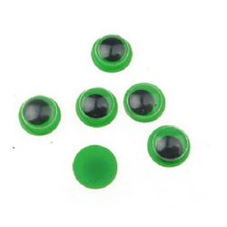 Мърдащи очички със зелена основа 8 мм -50 броя